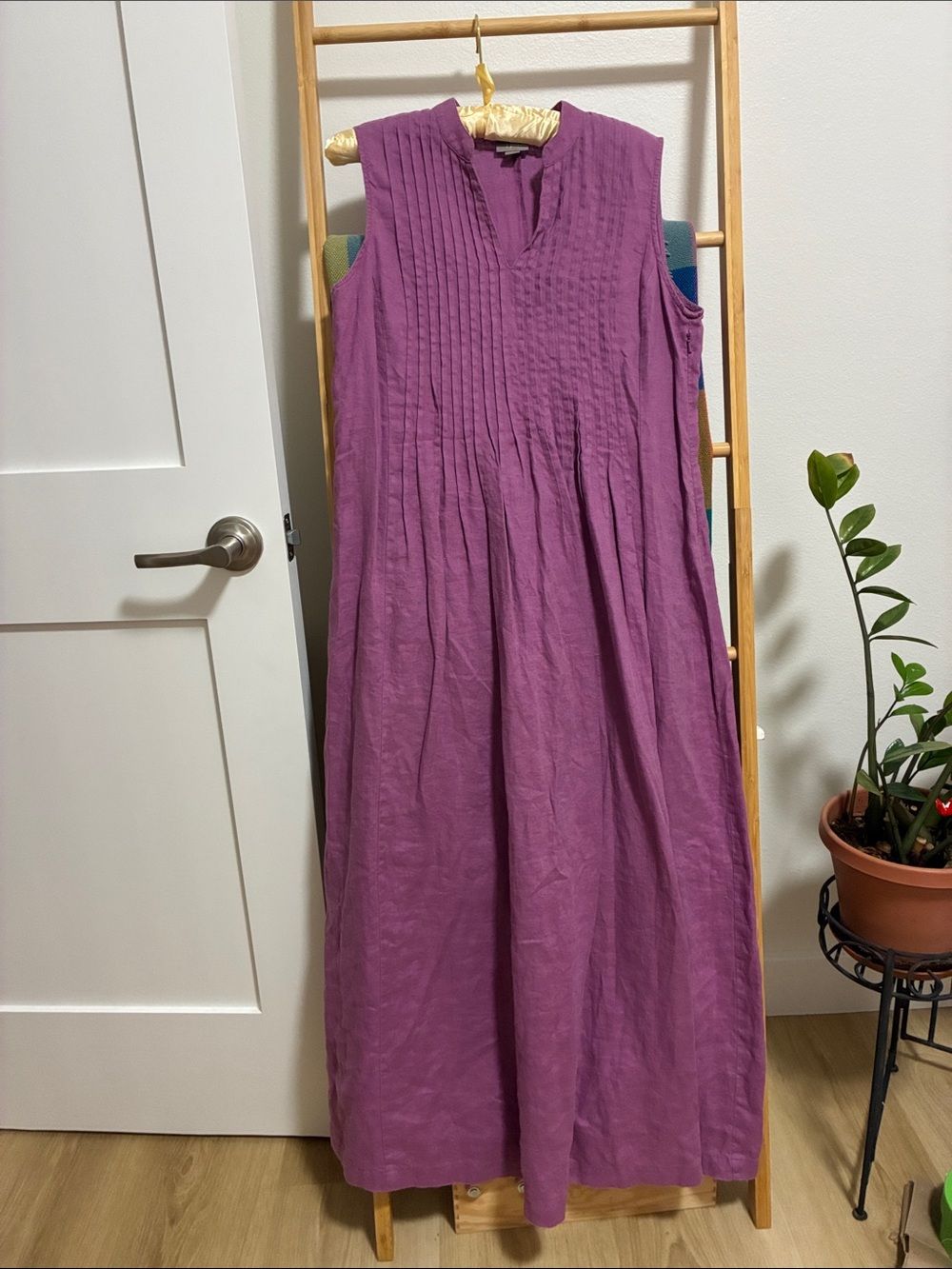 J. Jill Sleeveless Pintuck Maxi Dress in Plum.